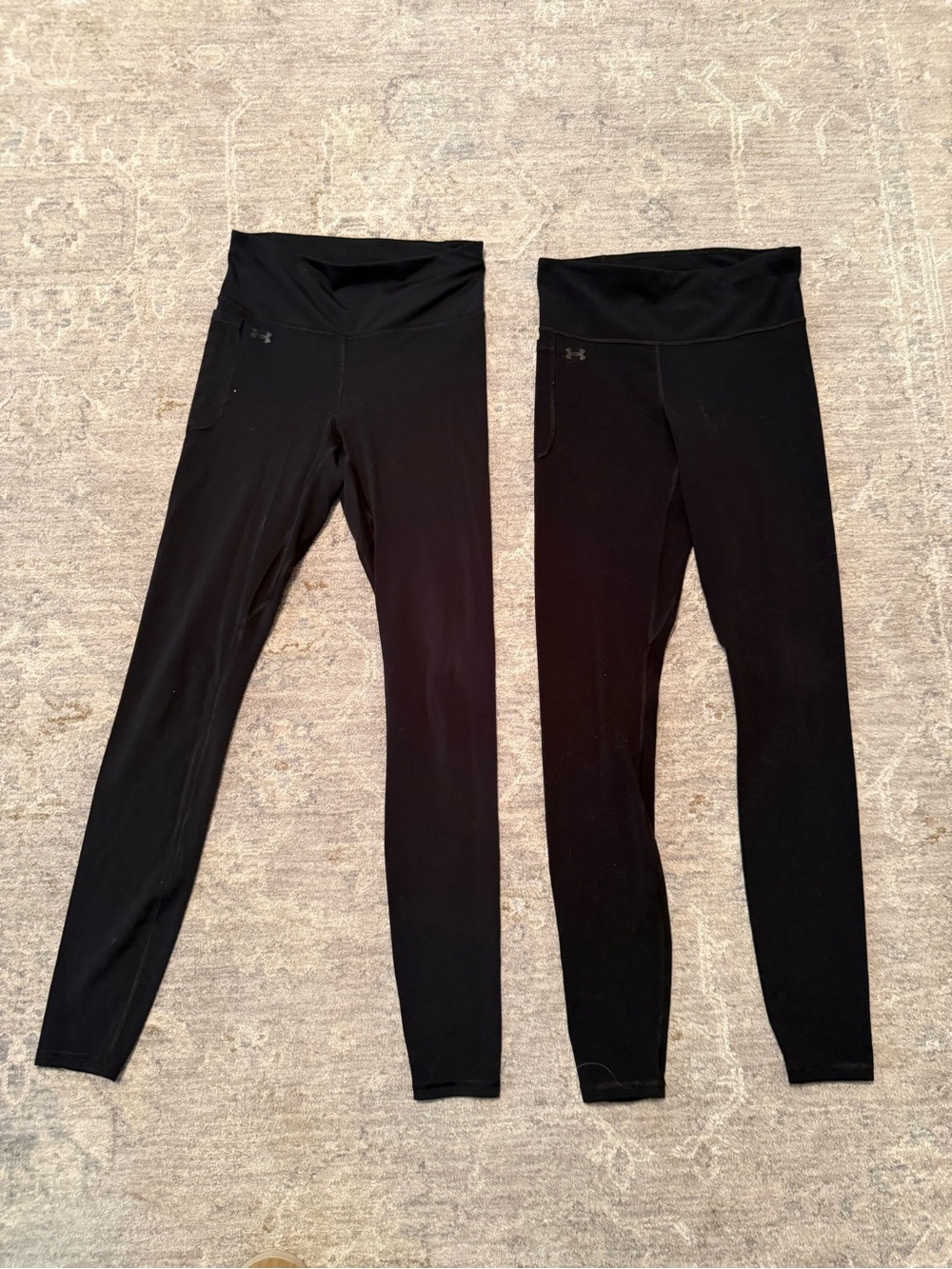LOT OF 2 Under Armour Women’s Black Athletic Leggings M/tall long